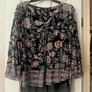 Black floral Lucky Brand top